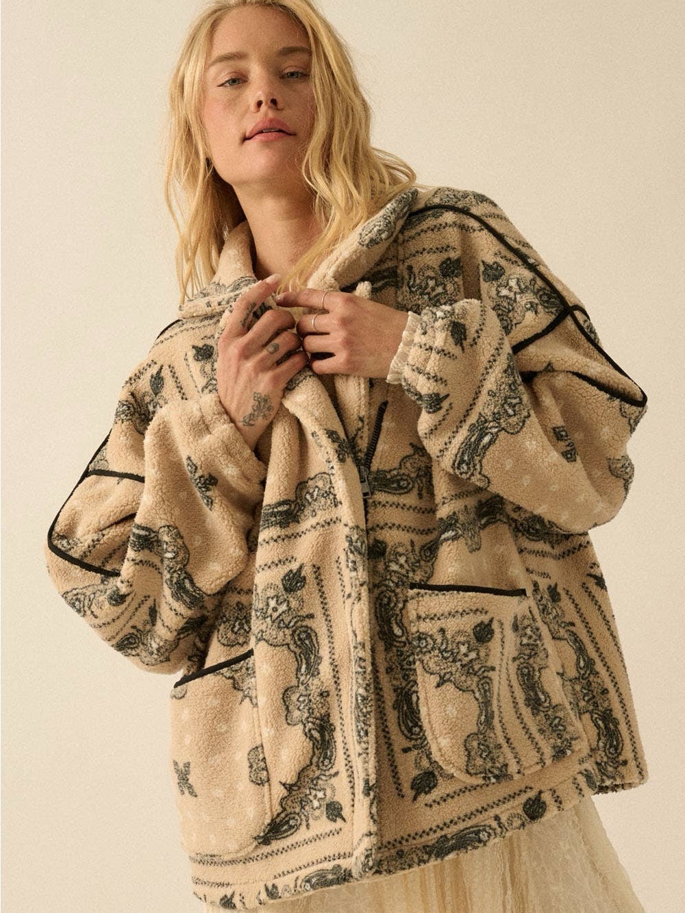 NWT Bandana Fleece oversized jacket